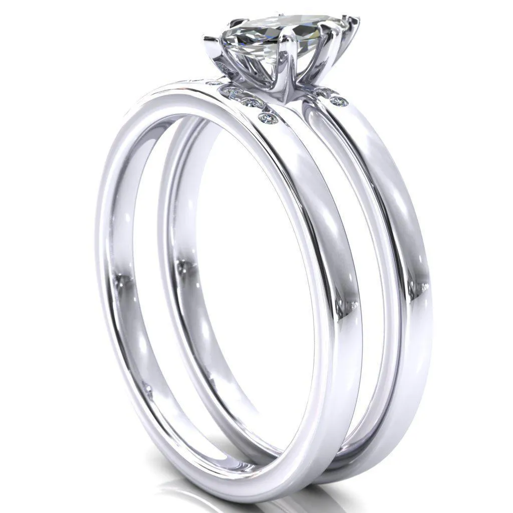 Maise Marquise Center Stone 6 Prong Diamond Accent Engagement Ring