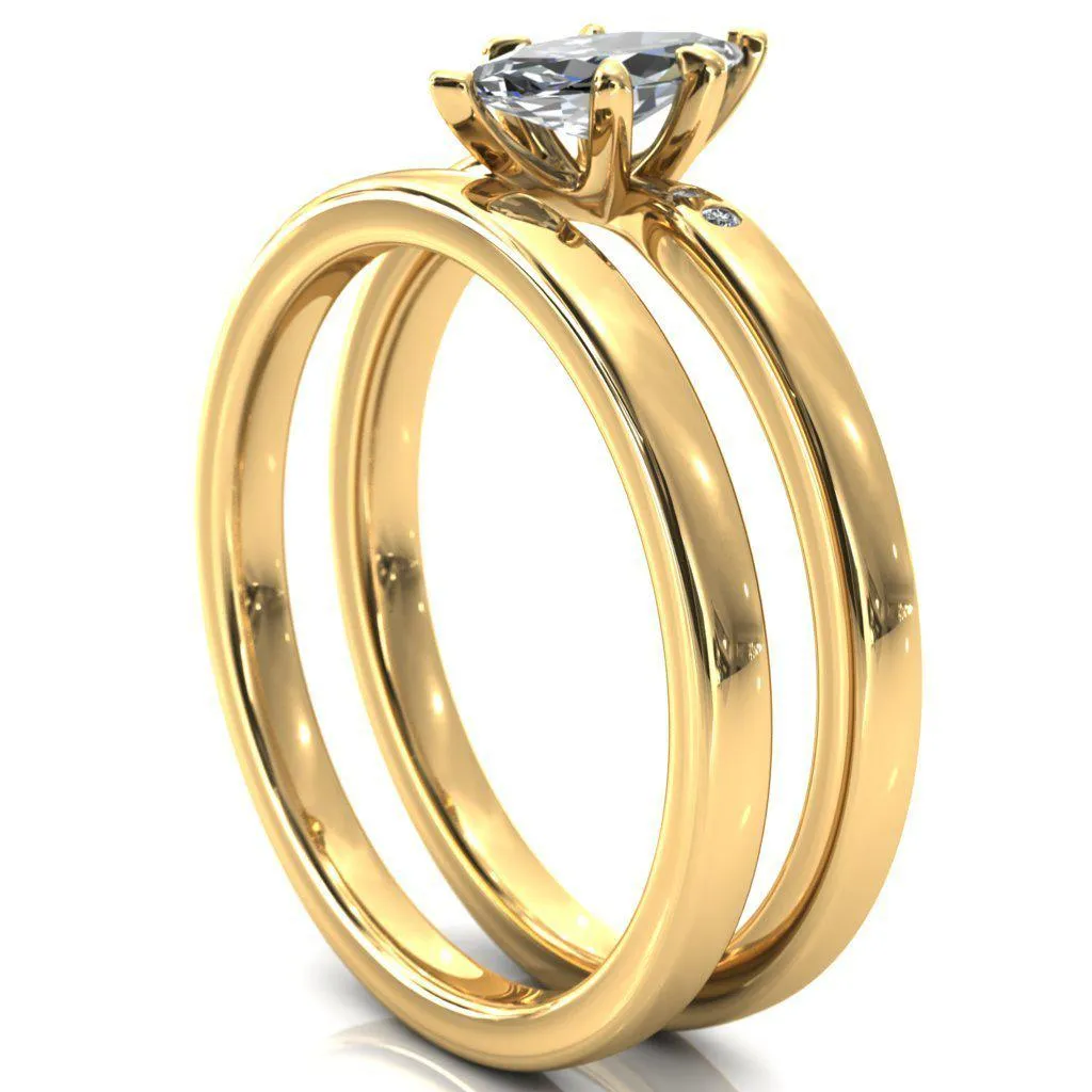 Maise Marquise Center Stone 6 Prong Diamond Accent Engagement Ring