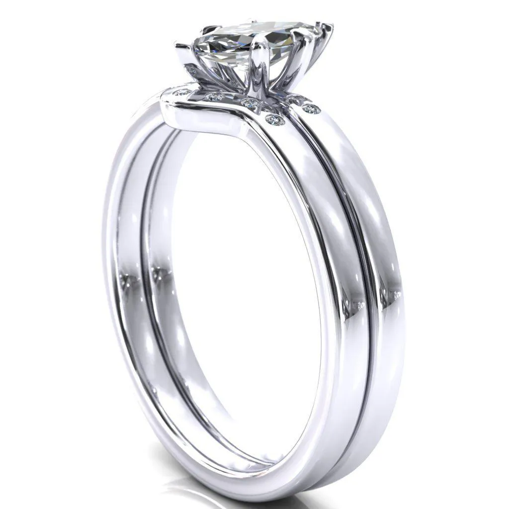 Maise Marquise Center Stone 6 Prong Diamond Accent Engagement Ring
