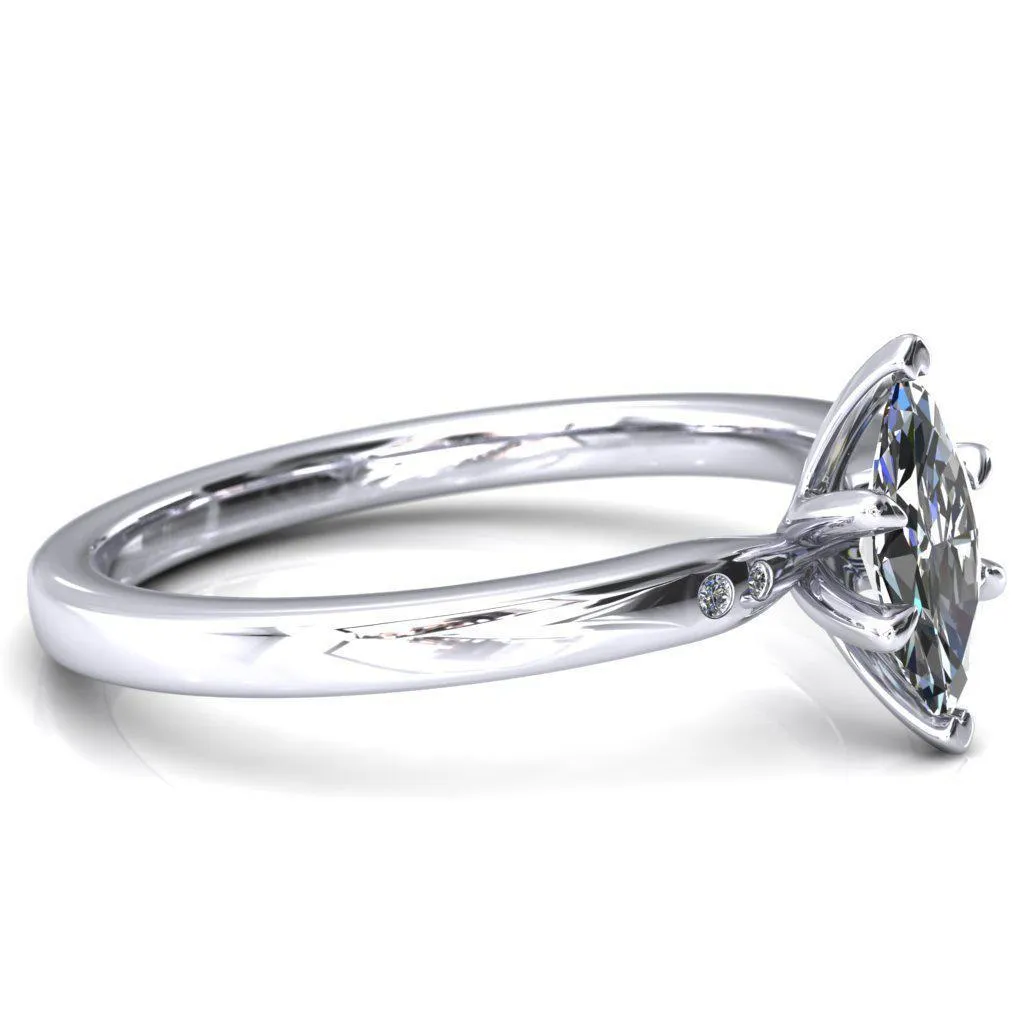 Maise Marquise Center Stone 6 Prong Diamond Accent Engagement Ring