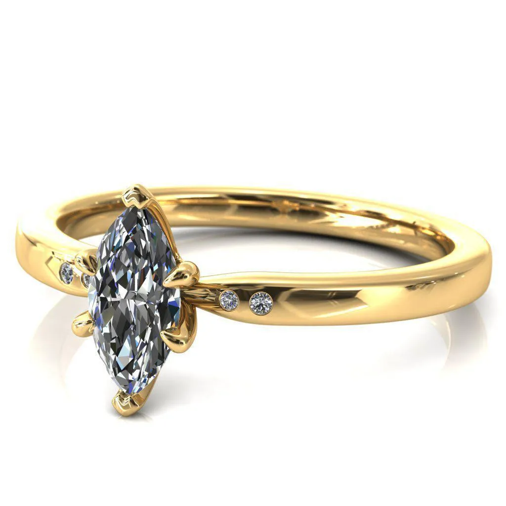 Maise Marquise Center Stone 6 Prong Diamond Accent Engagement Ring