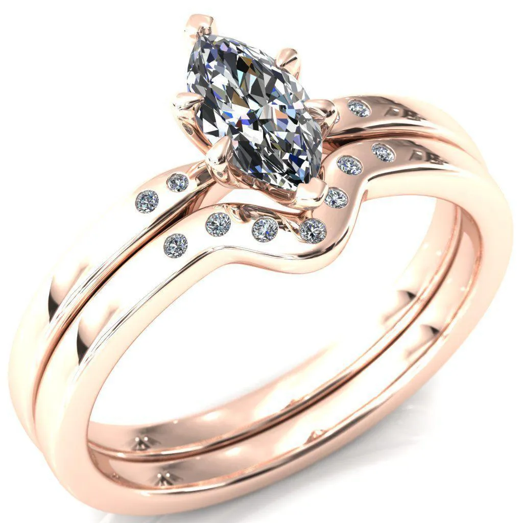 Maise Marquise Center Stone 6 Prong Diamond Accent Engagement Ring