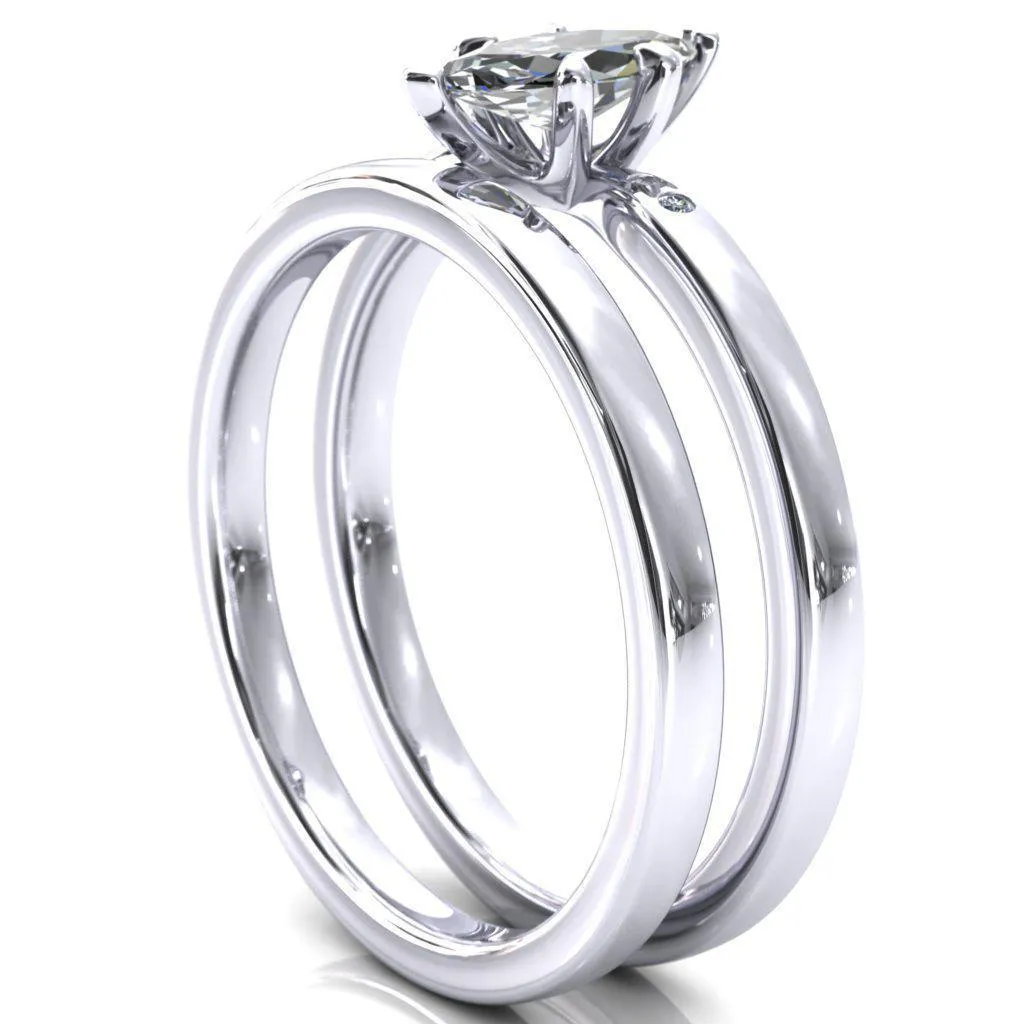Maise Marquise Center Stone 6 Prong Diamond Accent Engagement Ring