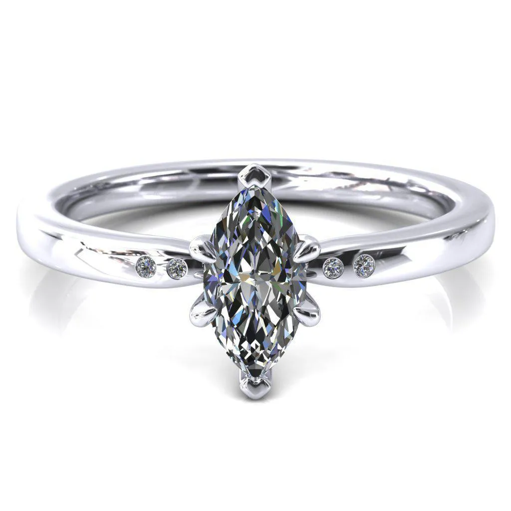 Maise Marquise Center Stone 6 Prong Diamond Accent Engagement Ring