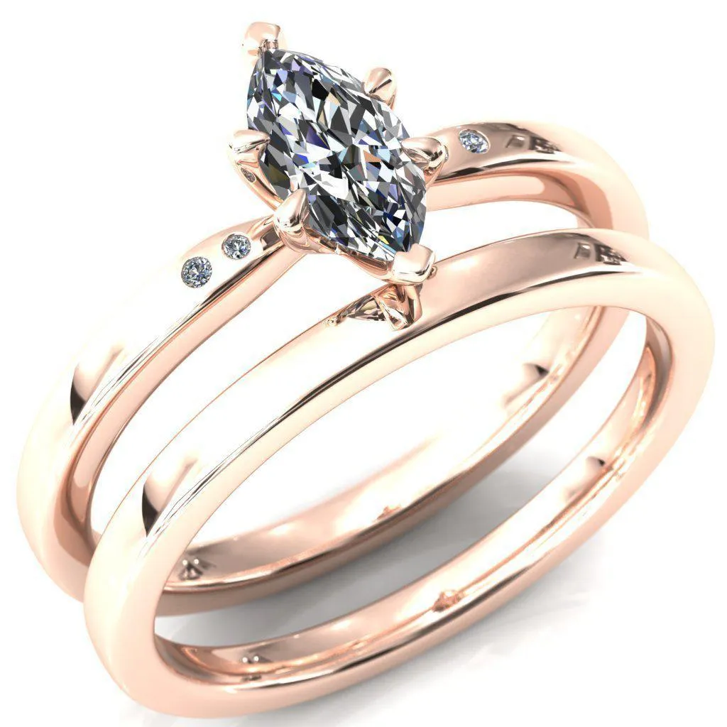 Maise Marquise Center Stone 6 Prong Diamond Accent Engagement Ring