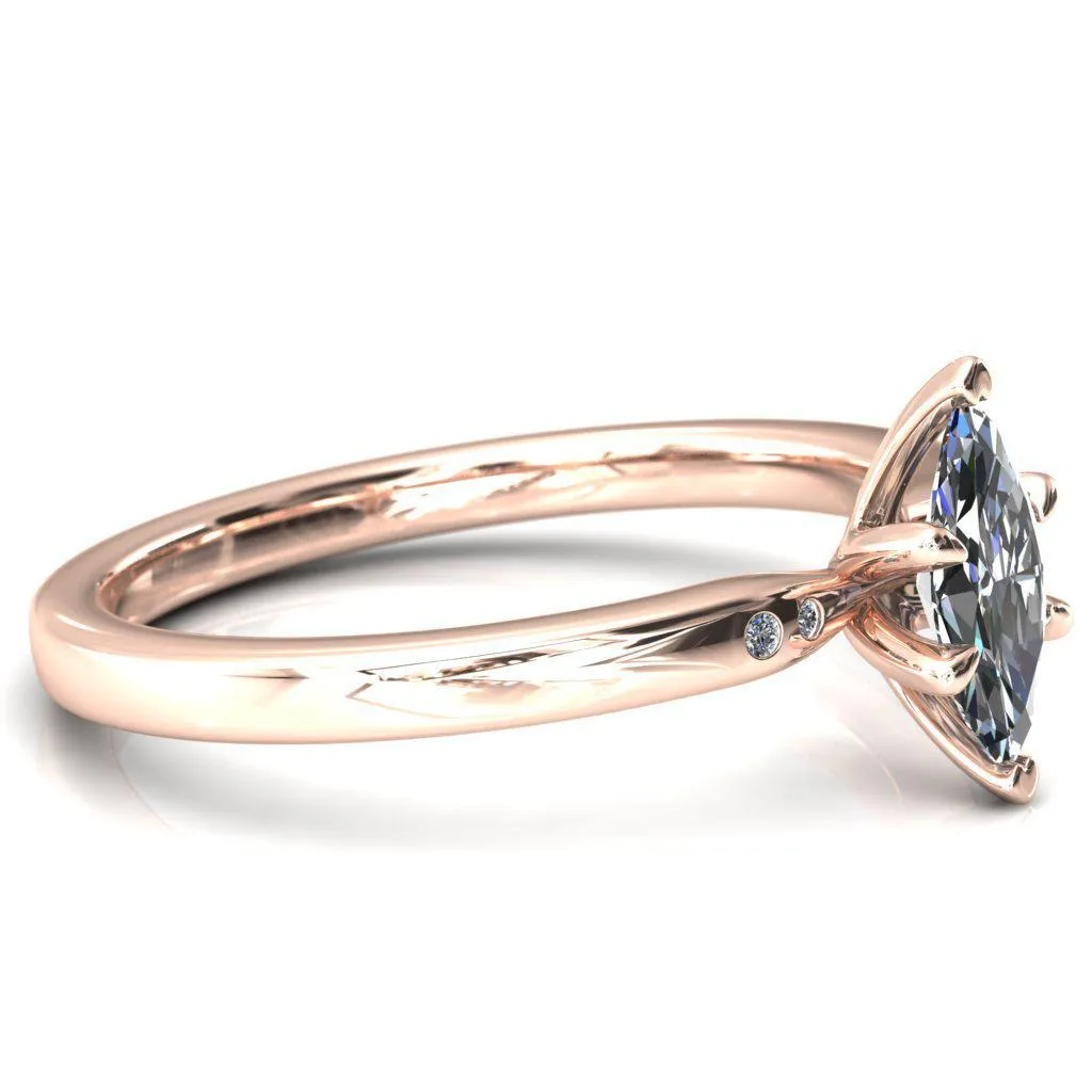 Maise Marquise Center Stone 6 Prong Diamond Accent Engagement Ring