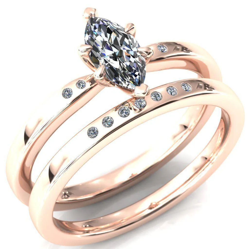 Maise Marquise Center Stone 6 Prong Diamond Accent Engagement Ring