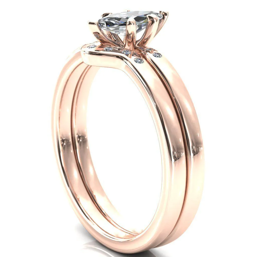 Maise Marquise Center Stone 6 Prong Diamond Accent Engagement Ring
