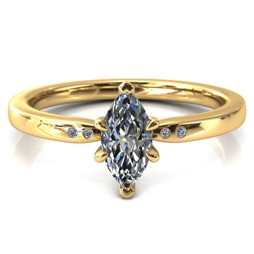 Maise Marquise Center Stone 6 Prong Diamond Accent Engagement Ring