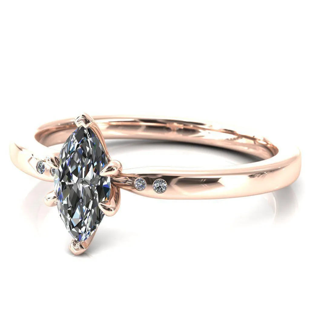 Maise Marquise Center Stone 6 Prong Diamond Accent Engagement Ring