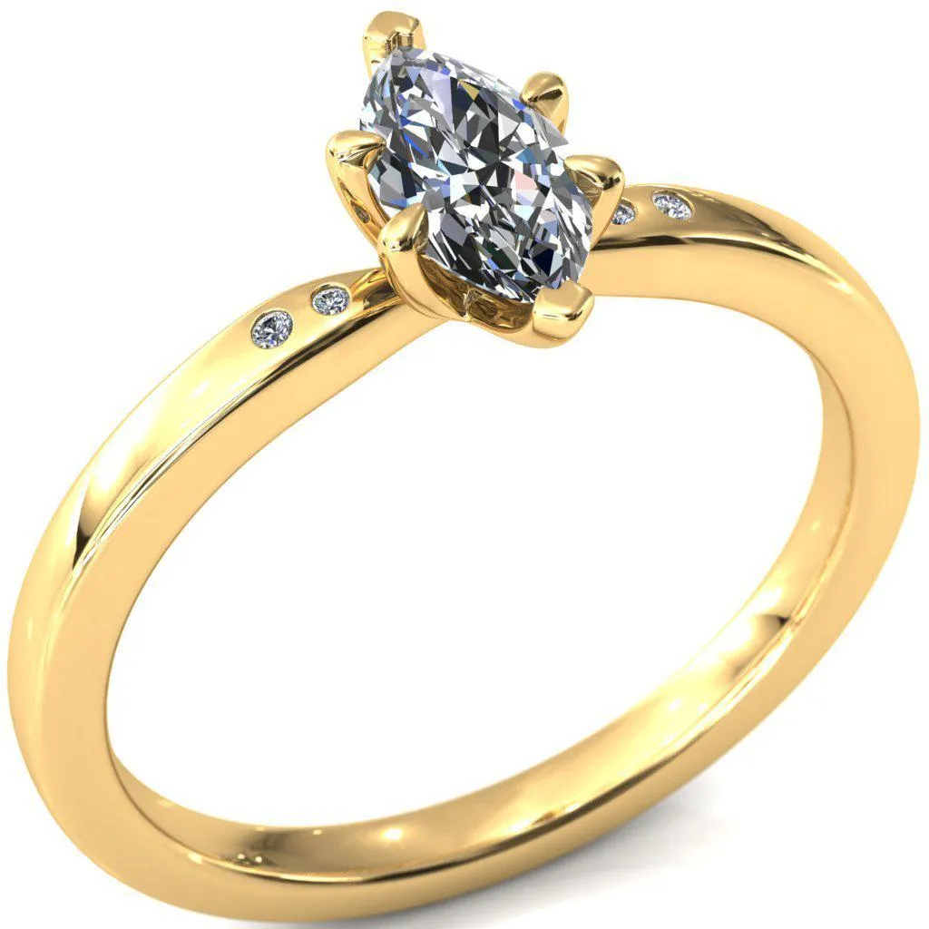 Maise Marquise Center Stone 6 Prong Diamond Accent Engagement Ring