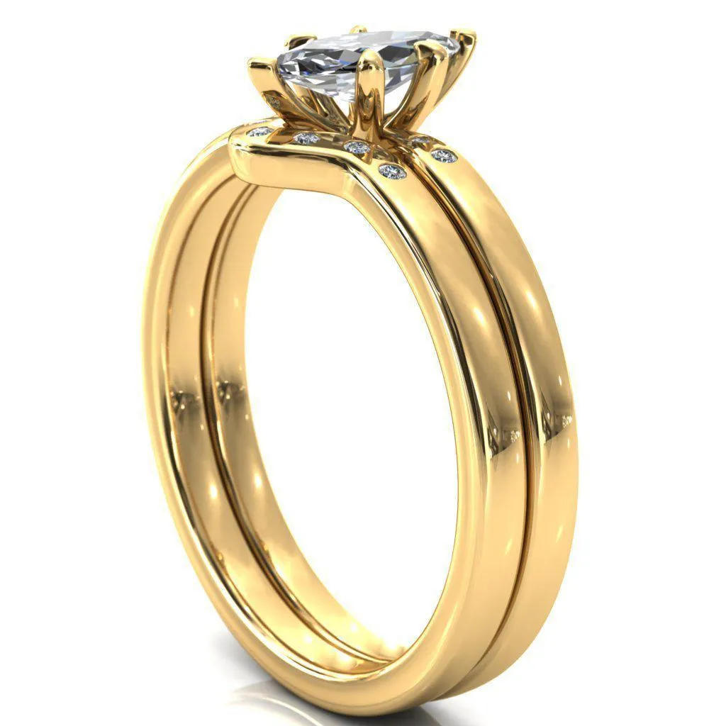 Maise Marquise Center Stone 6 Prong Diamond Accent Engagement Ring