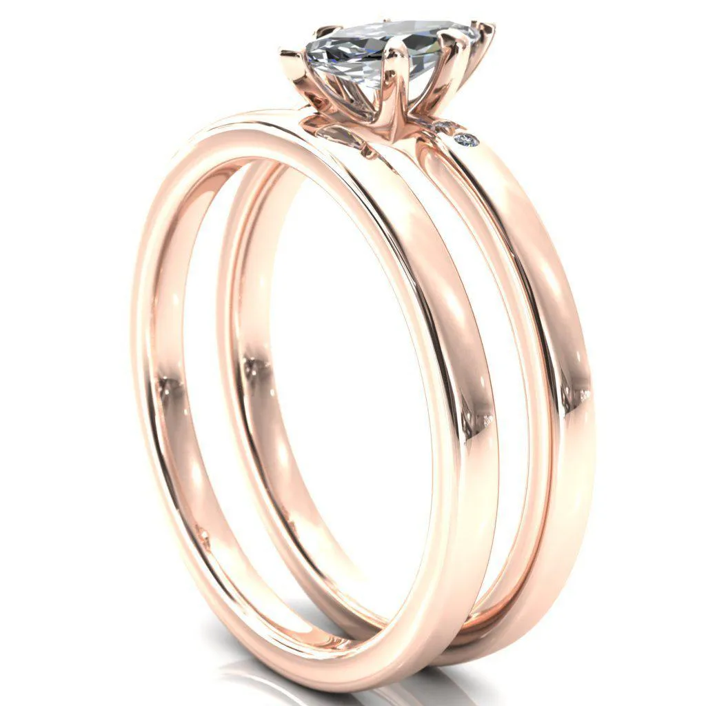Maise Marquise Center Stone 6 Prong Diamond Accent Engagement Ring