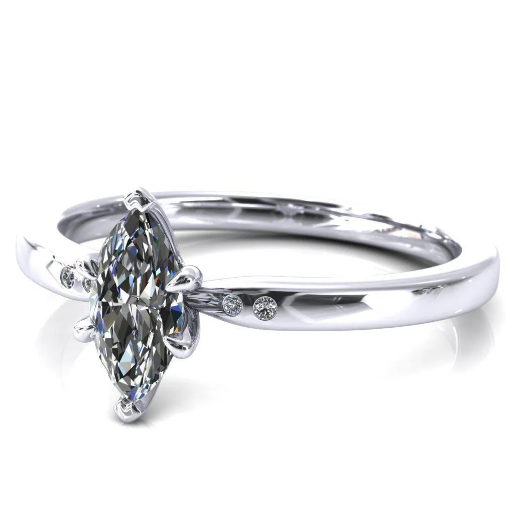 Maise Marquise Center Stone 6 Prong Diamond Accent Engagement Ring