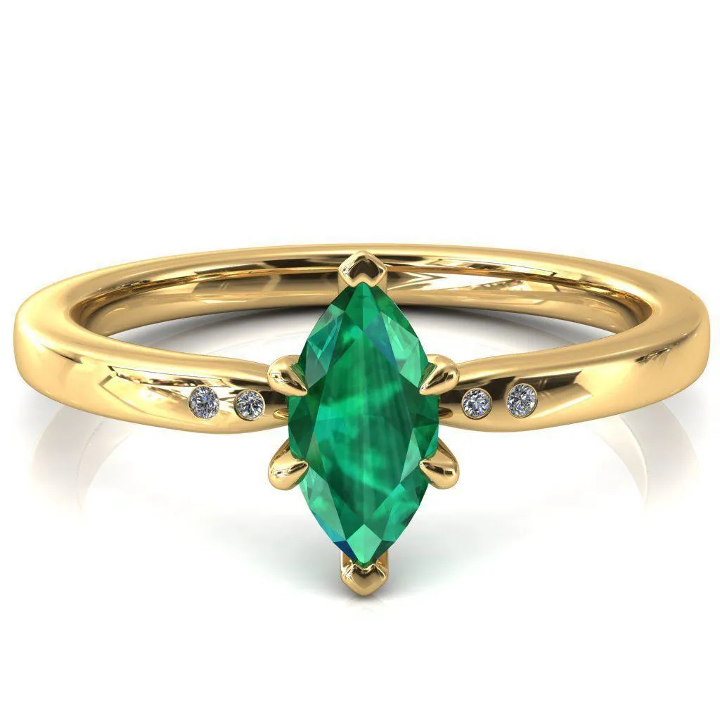 Maise Marquise Emerald 6 Prong Diamond Accent Engagement Ring