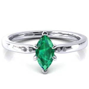 Maise Marquise Emerald 6 Prong Diamond Accent Engagement Ring