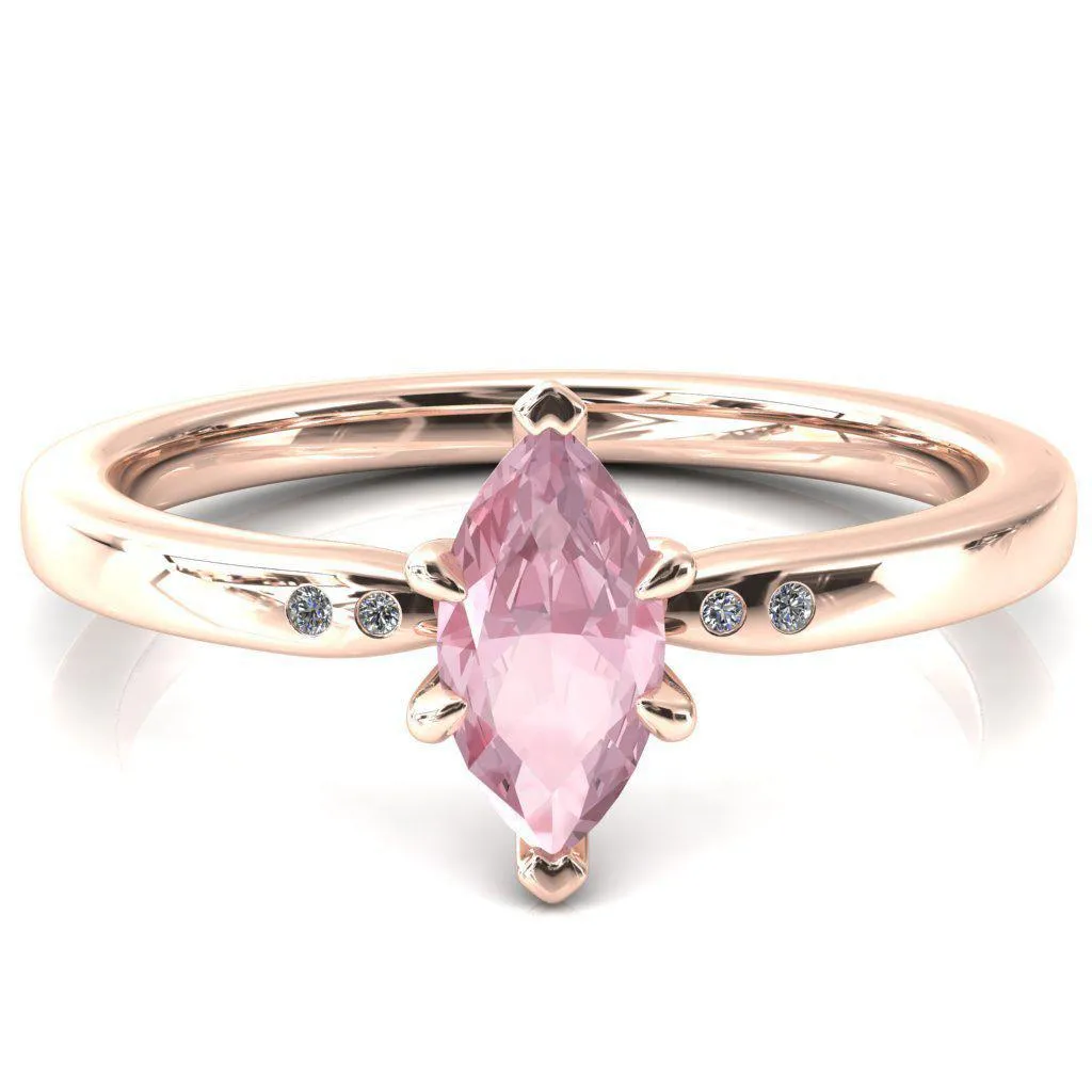 Maise Marquise Pink Sapphire 6 Prong Diamond Accent Engagement Ring