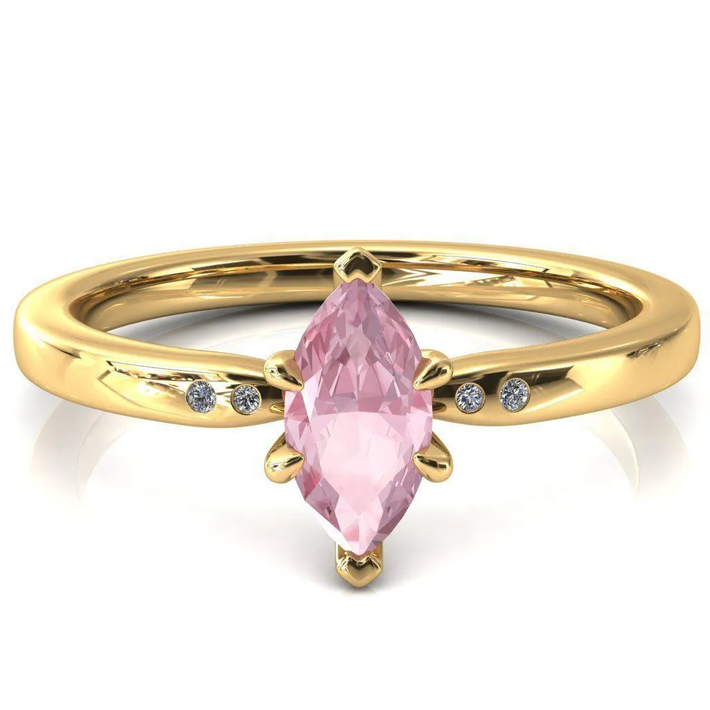 Maise Marquise Pink Sapphire 6 Prong Diamond Accent Engagement Ring