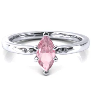 Maise Marquise Pink Sapphire 6 Prong Diamond Accent Engagement Ring