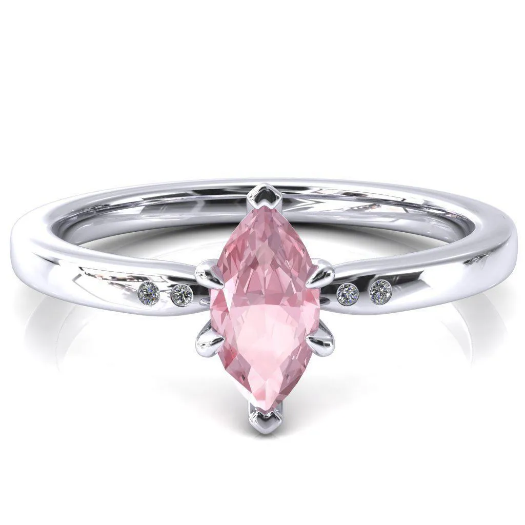 Maise Marquise Pink Sapphire 6 Prong Diamond Accent Engagement Ring