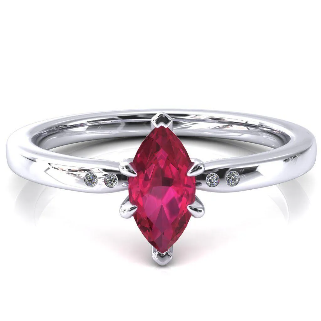 Maise Marquise Ruby 6 Prong Diamond Accent Engagement Ring