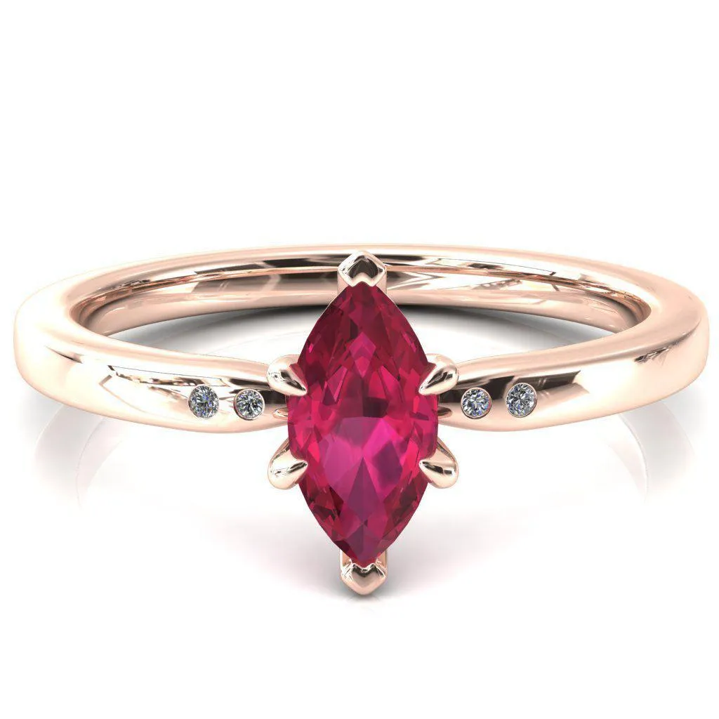 Maise Marquise Ruby 6 Prong Diamond Accent Engagement Ring