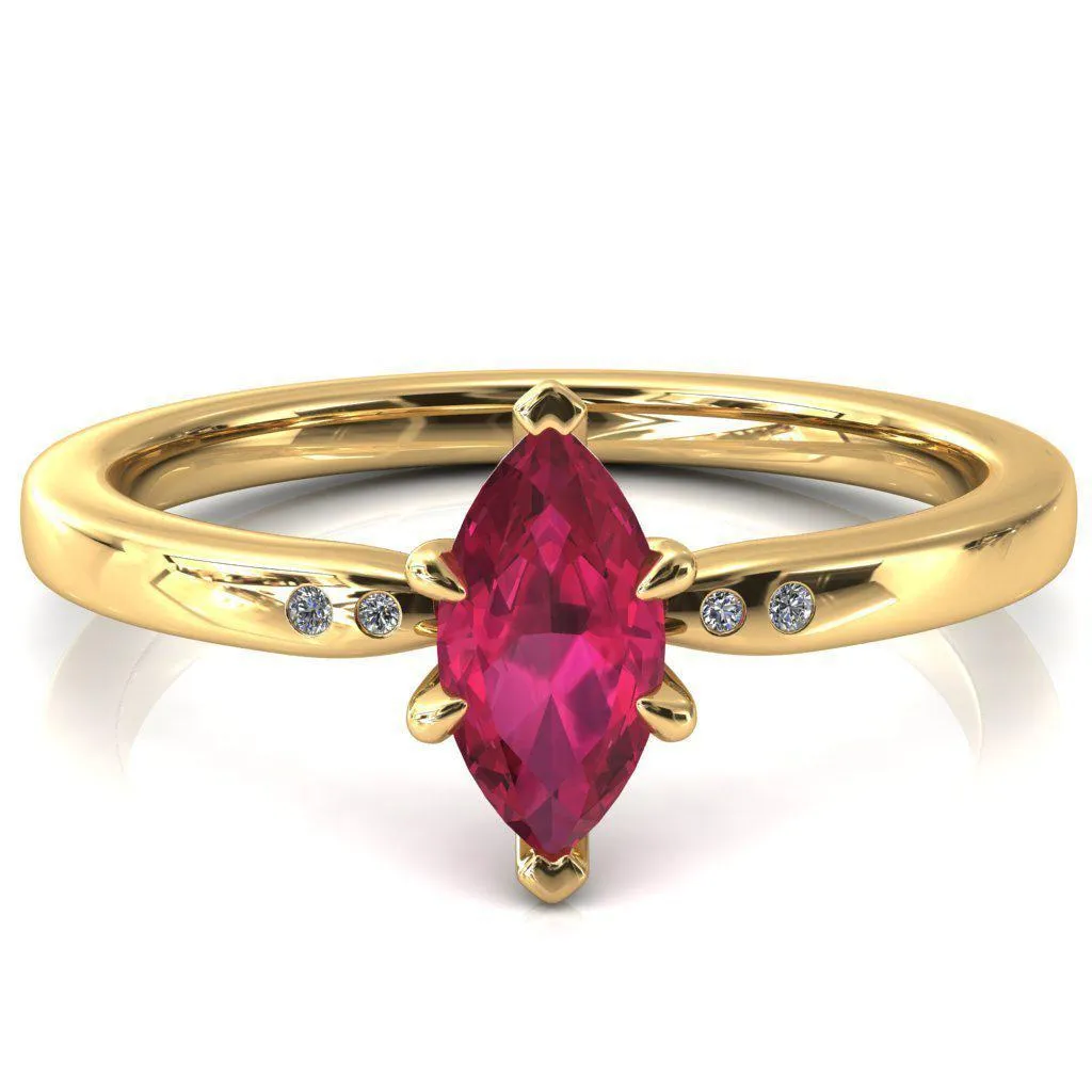 Maise Marquise Ruby 6 Prong Diamond Accent Engagement Ring