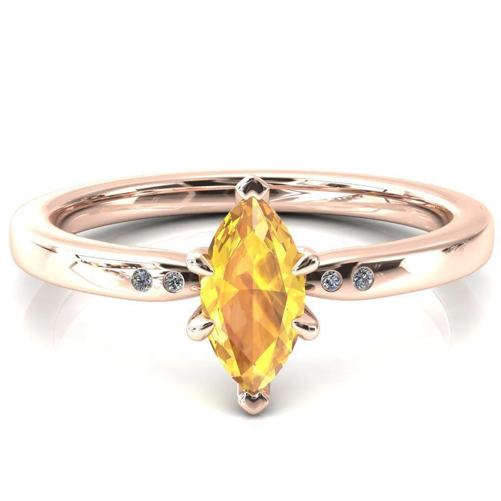 Maise Marquise Yellow Sapphire 6 Prong Diamond Accent Engagement Ring