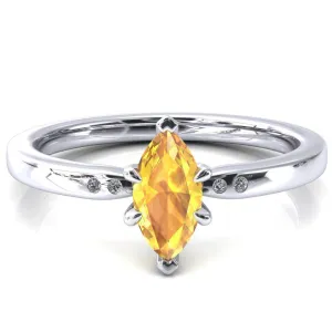 Maise Marquise Yellow Sapphire 6 Prong Diamond Accent Engagement Ring