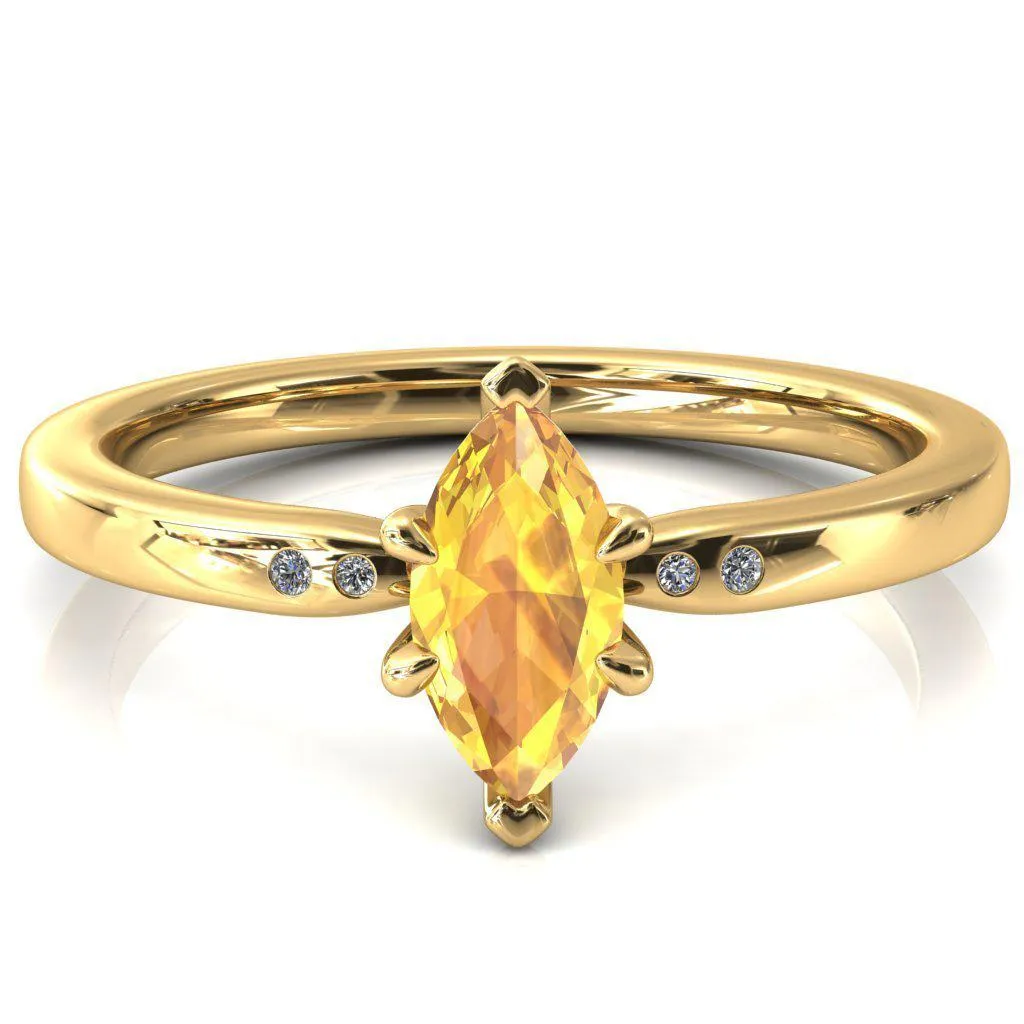 Maise Marquise Yellow Sapphire 6 Prong Diamond Accent Engagement Ring