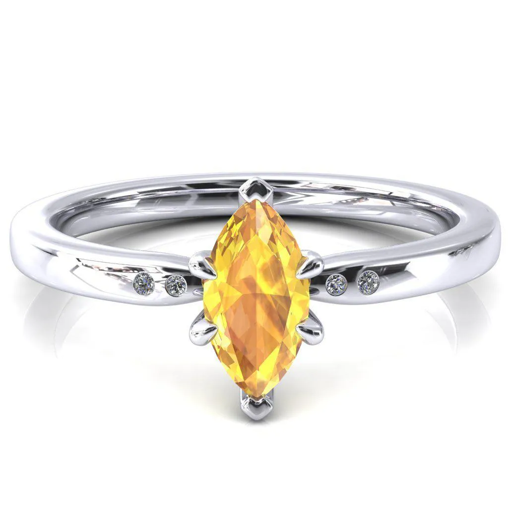 Maise Marquise Yellow Sapphire 6 Prong Diamond Accent Engagement Ring