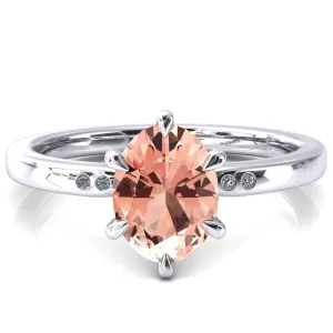 Maise Oval Champagne Sapphire 6 Prong Diamond Accent Engagement Ring