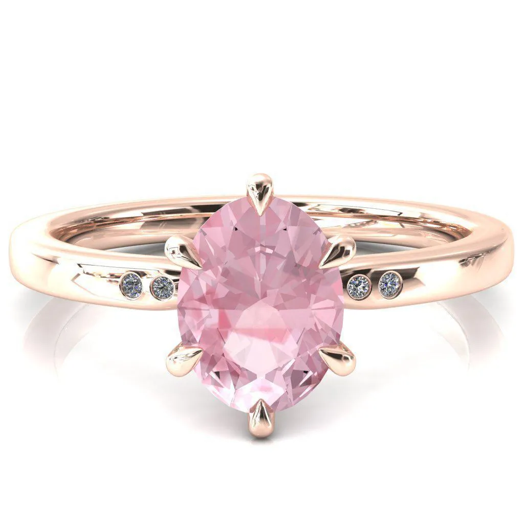 Maise Oval Pink Sapphire 6 Prong Diamond Accent Engagement Ring