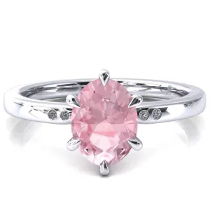 Maise Oval Pink Sapphire 6 Prong Diamond Accent Engagement Ring