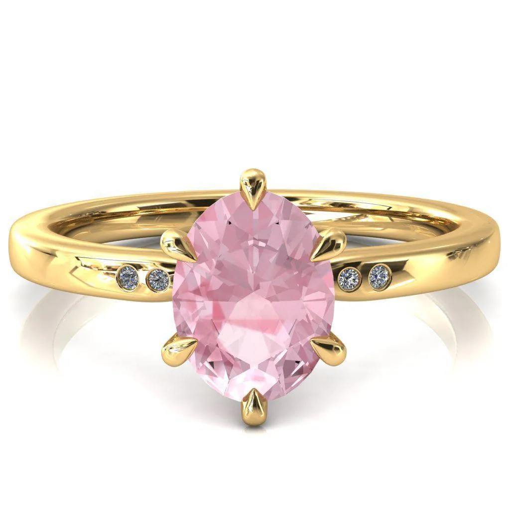 Maise Oval Pink Sapphire 6 Prong Diamond Accent Engagement Ring