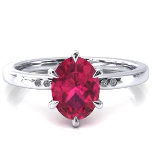 Maise Oval Ruby 6 Prong Diamond Accent Engagement Ring