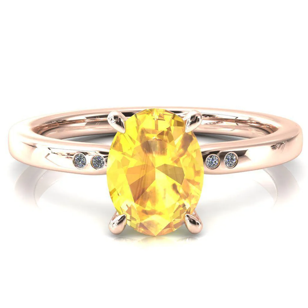 Maise Oval Yellow Sapphire 4 Prong Diamond Accent Engagement Ring