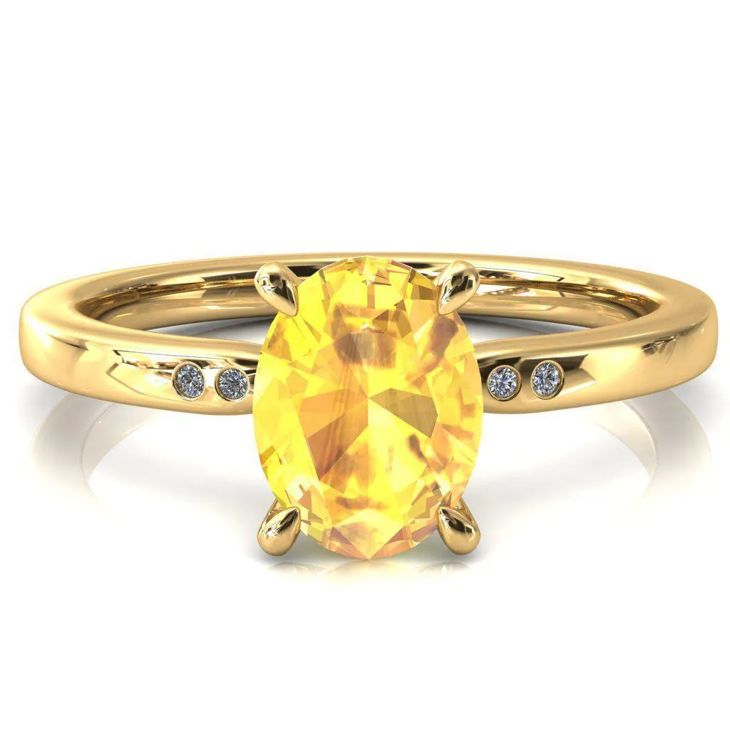 Maise Oval Yellow Sapphire 4 Prong Diamond Accent Engagement Ring