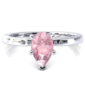 Maise Pear Pink Sapphire 6 Prong Diamond Accent Engagement Ring