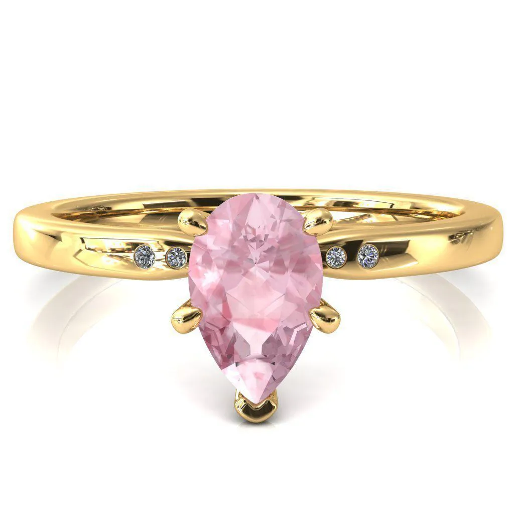 Maise Pear Pink Sapphire 6 Prong Diamond Accent Engagement Ring