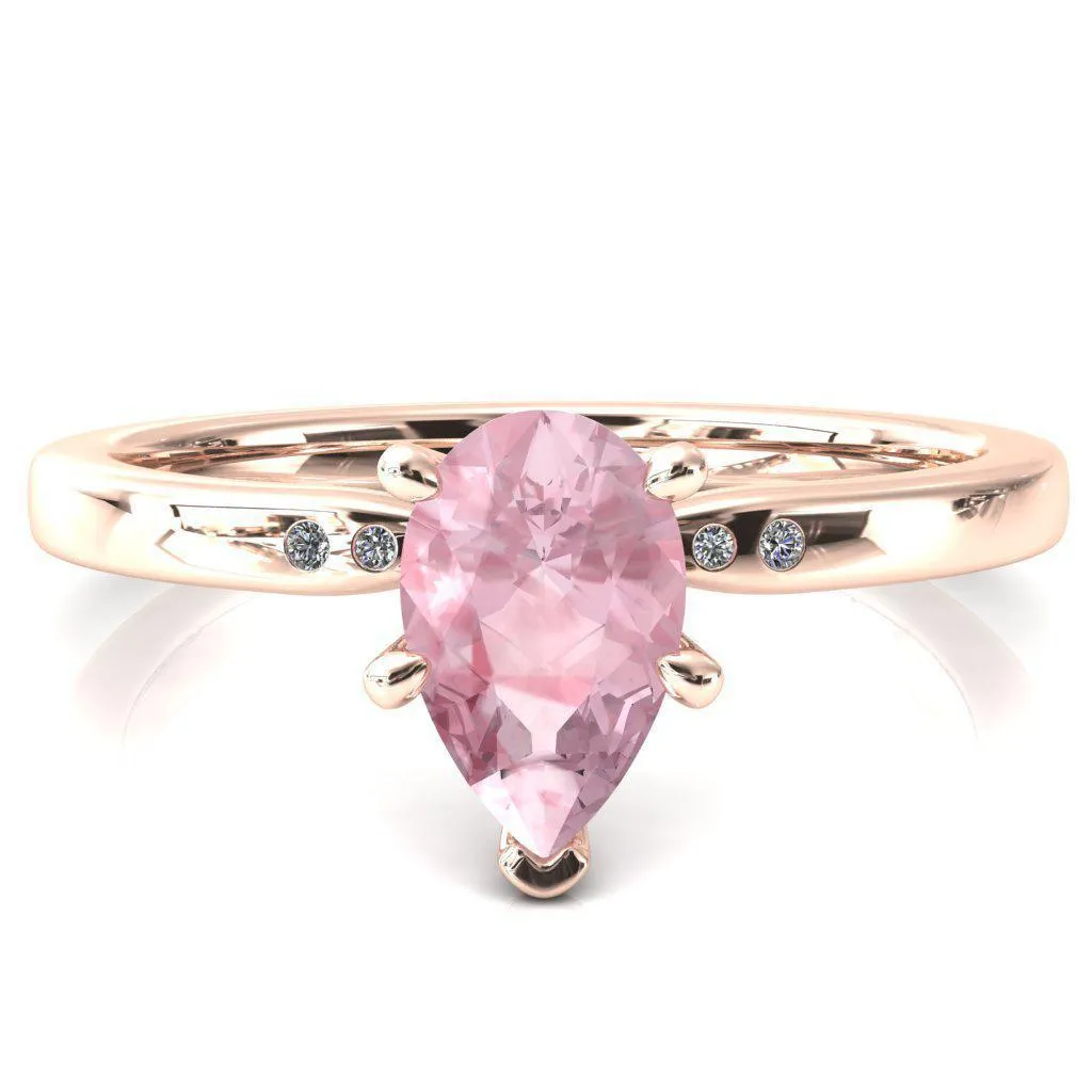 Maise Pear Pink Sapphire 6 Prong Diamond Accent Engagement Ring
