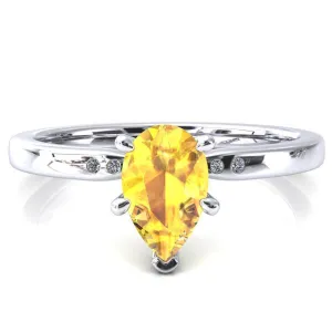 Maise Pear Yellow Sapphire 6 Prong Diamond Accent Engagement Ring