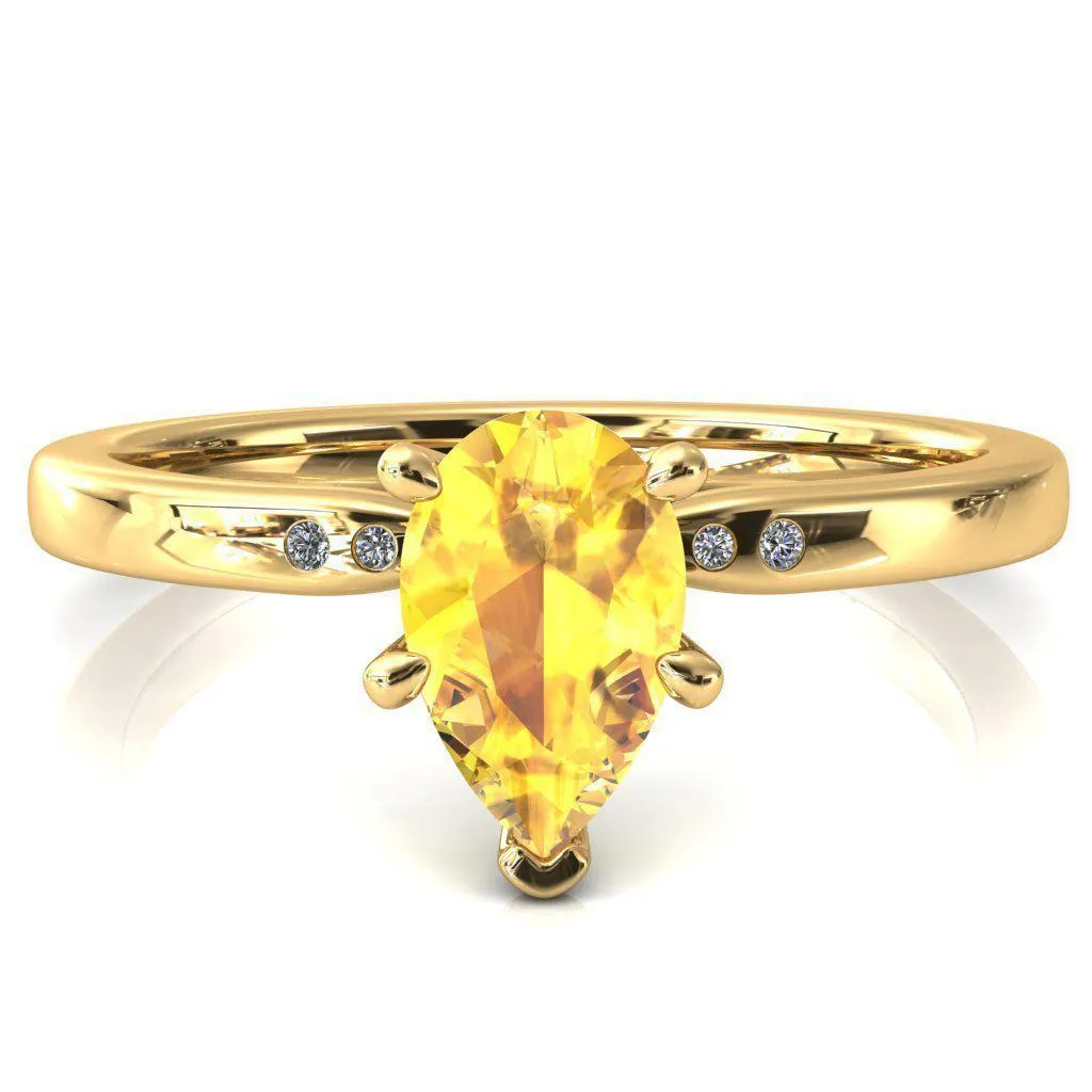Maise Pear Yellow Sapphire 6 Prong Diamond Accent Engagement Ring