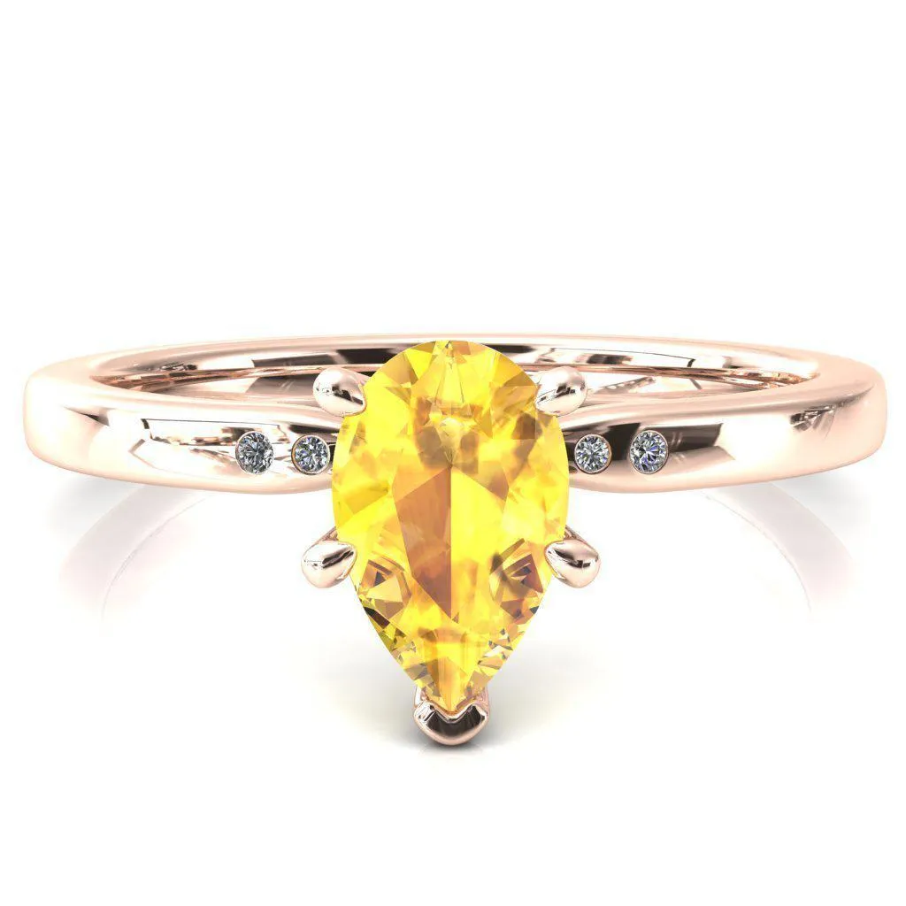 Maise Pear Yellow Sapphire 6 Prong Diamond Accent Engagement Ring