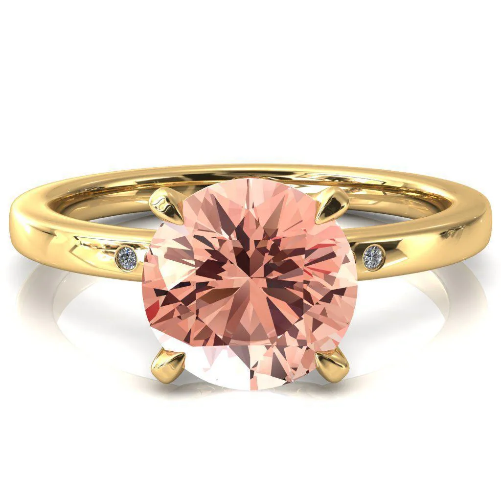 Maise Round Champagne Sapphire 4 Prong Diamond Accent Engagement Ring