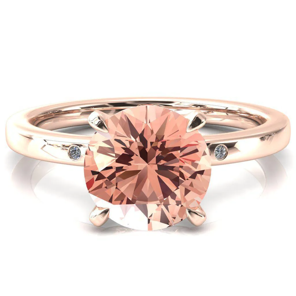 Maise Round Champagne Sapphire 4 Prong Diamond Accent Engagement Ring