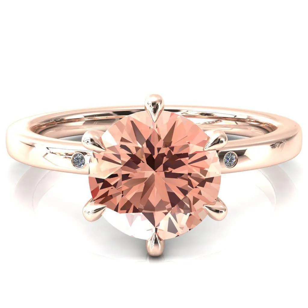 Maise Round Champagne Sapphire 6 Prong Diamond Accent Engagement Ring