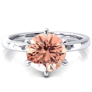 Maise Round Champagne Sapphire 6 Prong Diamond Accent Engagement Ring