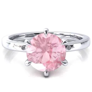 Maise Round Pink Sapphire 6 Prong Diamond Accent Engagement Ring