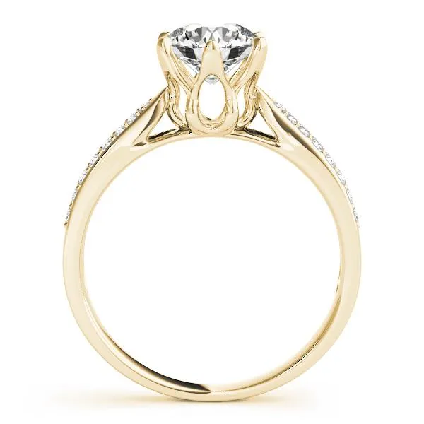 Maisha Round Center Stone Double Row Pave 6 Prong Engagement Ring